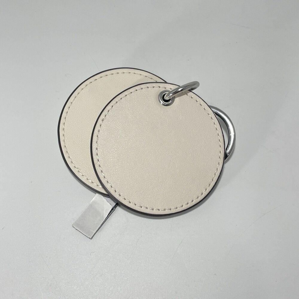 COACH Mirror Bag Charm with Signature Logo Leather Chalk Off White Brand New - Picture 4 of 5